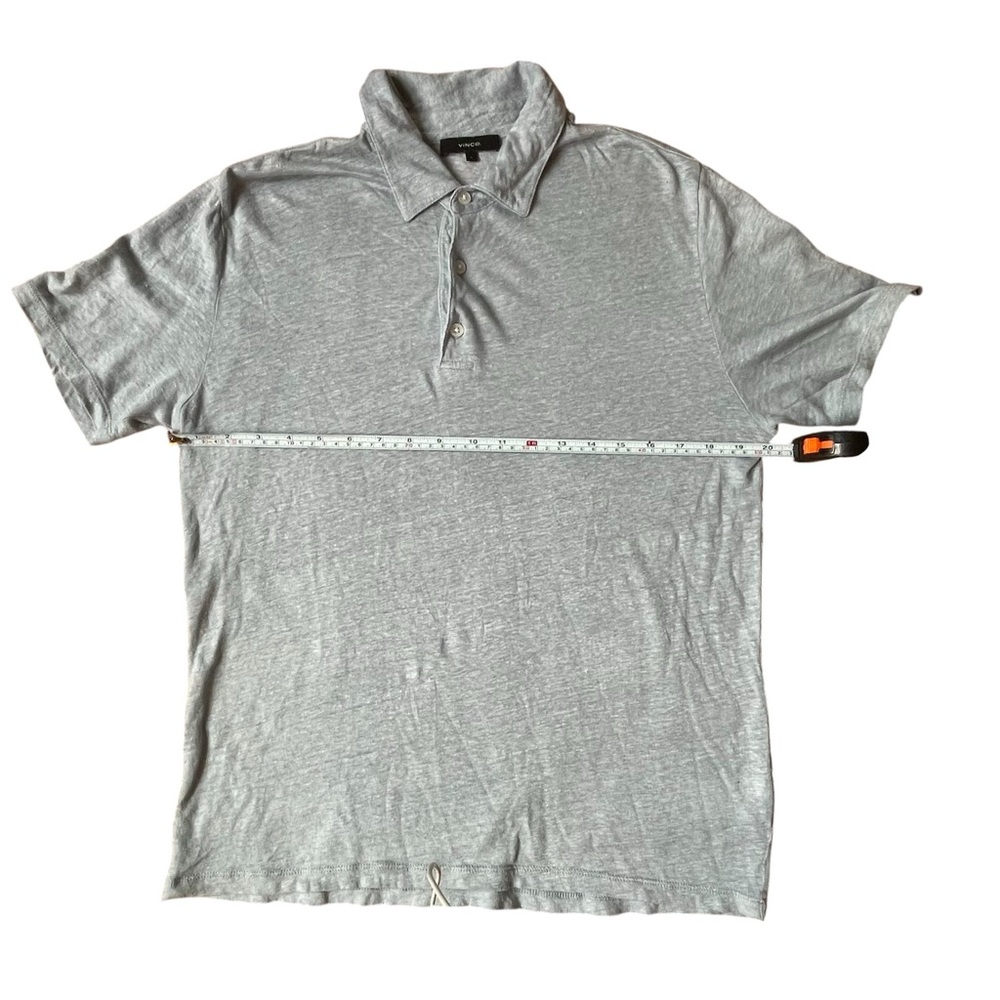 Men's VINCE Gray Blue Linen Polo Shirt size Small - Picture 2 of 10